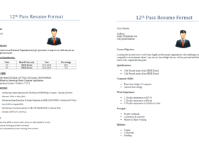 12th pass resume format