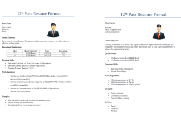 12th pass resume format
